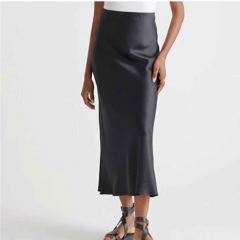Quince black washable silk midi skirt, M - Picture 2 of 9